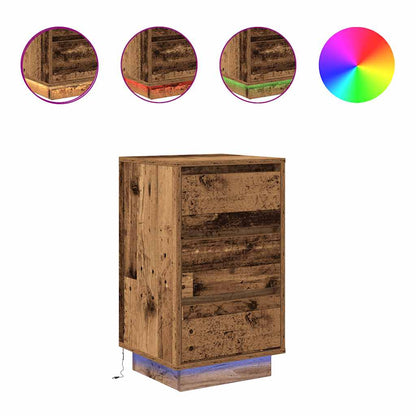 Comodino con Luci LED Legno Antico 38x34x65 cm