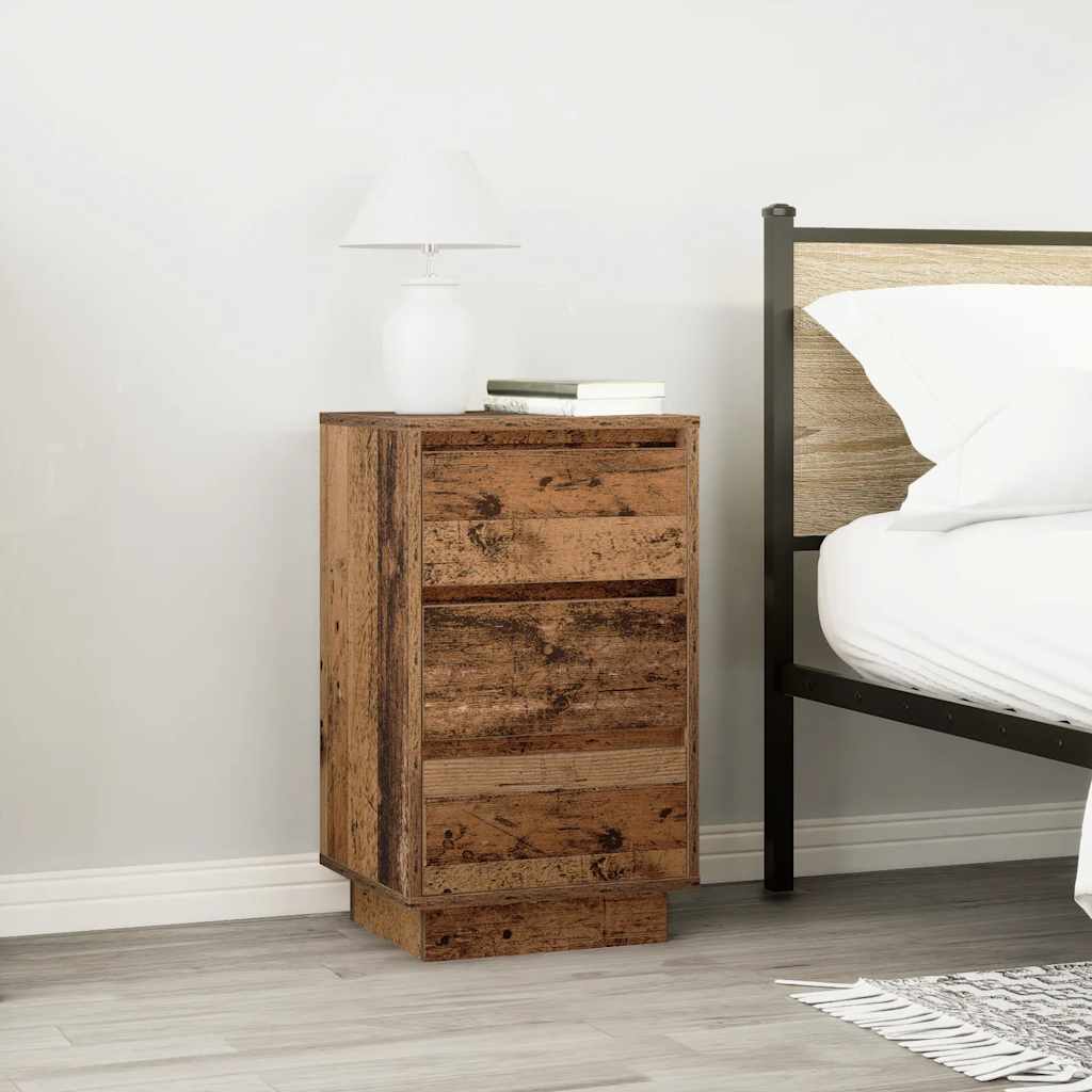 Comodino con Luci LED Legno Antico 38x34x65 cm