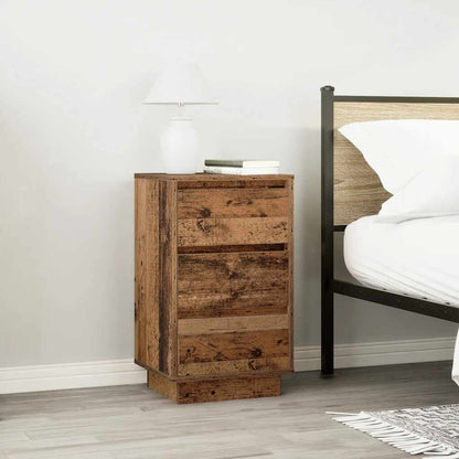 Comodino con Luci LED Legno Antico 38x34x65 cm