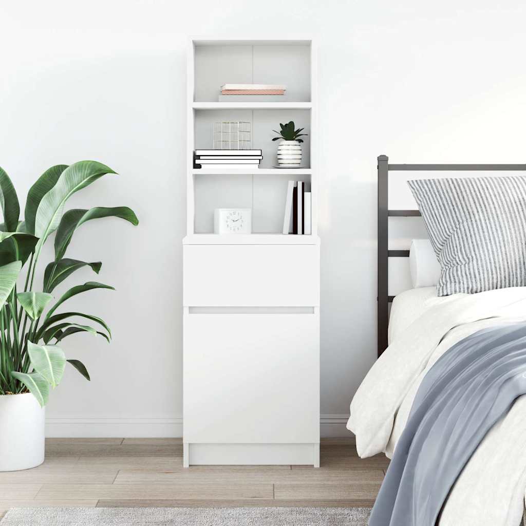 Comodino Bianco 39x35x125 cm in Legno Multistrato