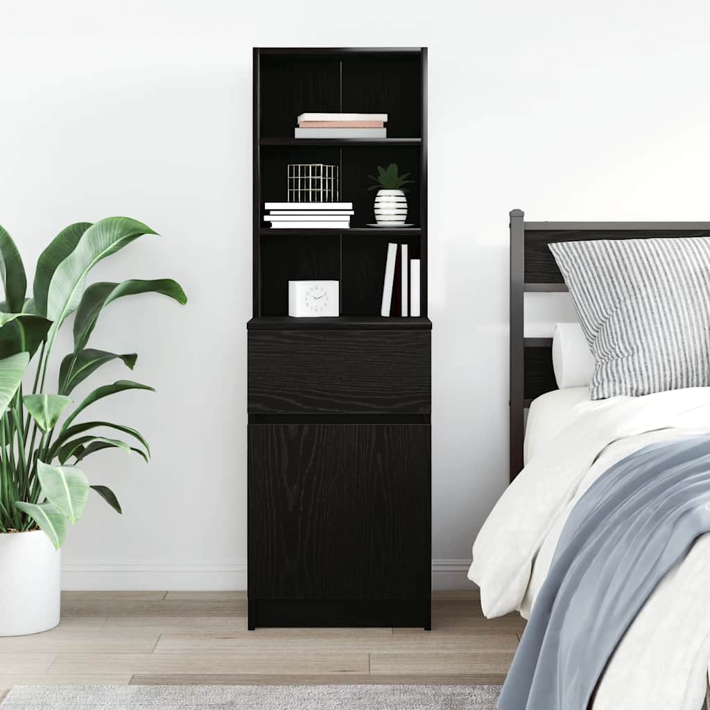 Comodino Nero 39x35x125 cm in Legno Multistrato