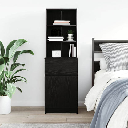 Comodino Nero 39x35x125 cm in Legno Multistrato