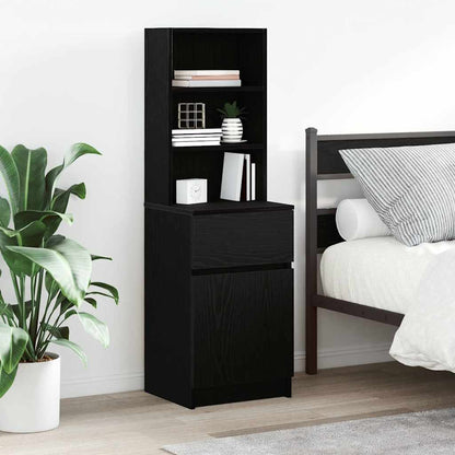 Comodino Nero 39x35x125 cm in Legno Multistrato