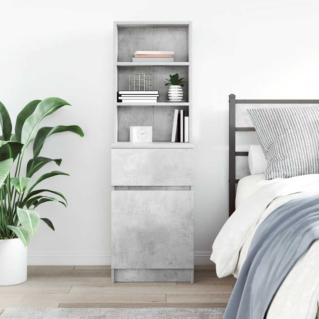 Comodino Grigio Cemento 39x35x125 cm in Legno Multistrato