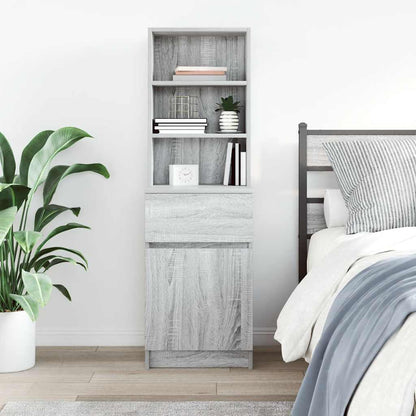 Comodino Grigio Sonoma 39x35x125 cm in Legno Multistrato