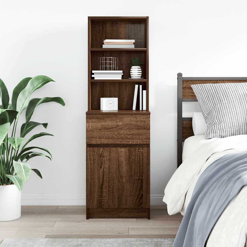 Comodino Rovere Marrone 39x35x125 cm in Legno Multistrato