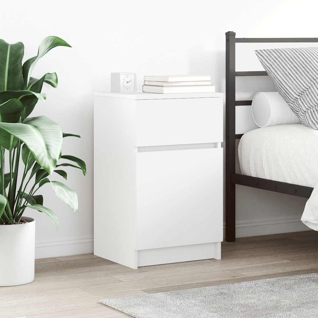 Comodino Bianco 39x35x65 cm in Legno Multistrato