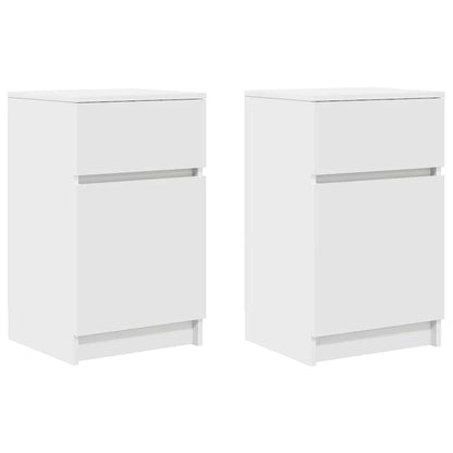 Comodini 2 pz Bianchi 39x35x65 cm in Legno Multistrato