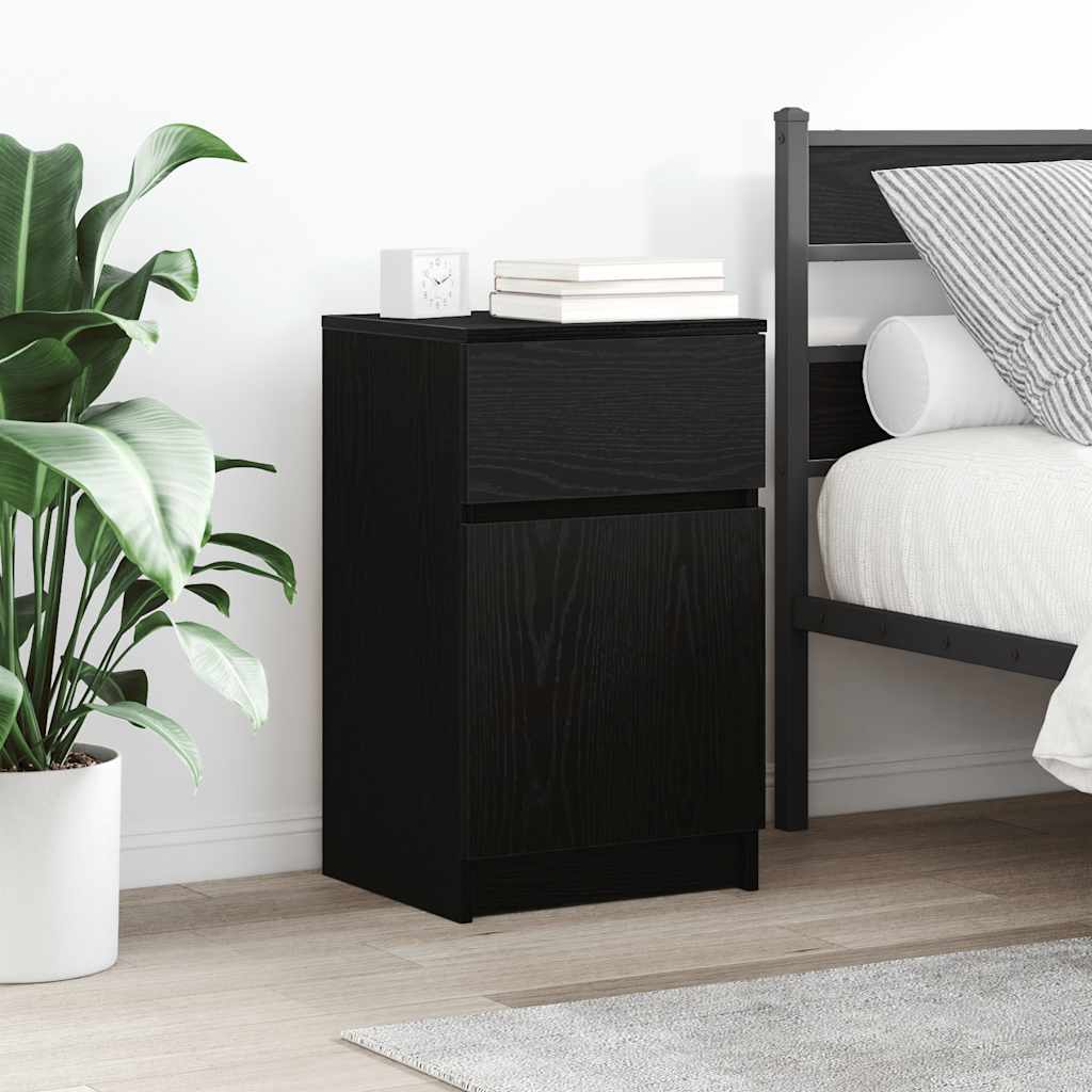 Comodino Nero 39x35x65 cm in Legno Multistrato