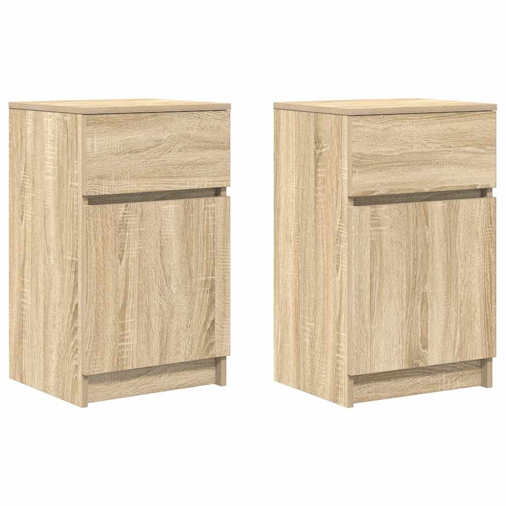 Comodini 2 pz Rovere Sonoma 39x35x65 cm in Legno Multistrato