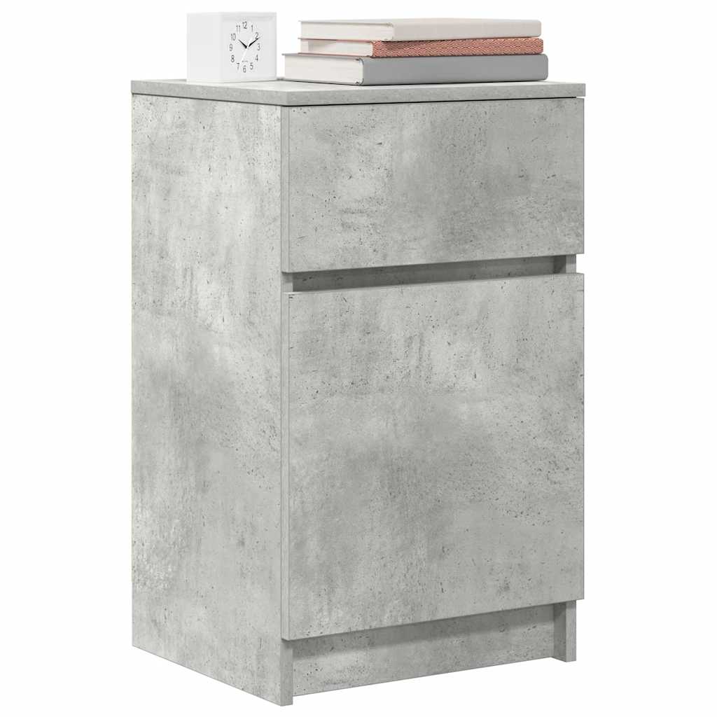 Comodino Grigio Cemento 39x35x65 cm in Legno Multistrato