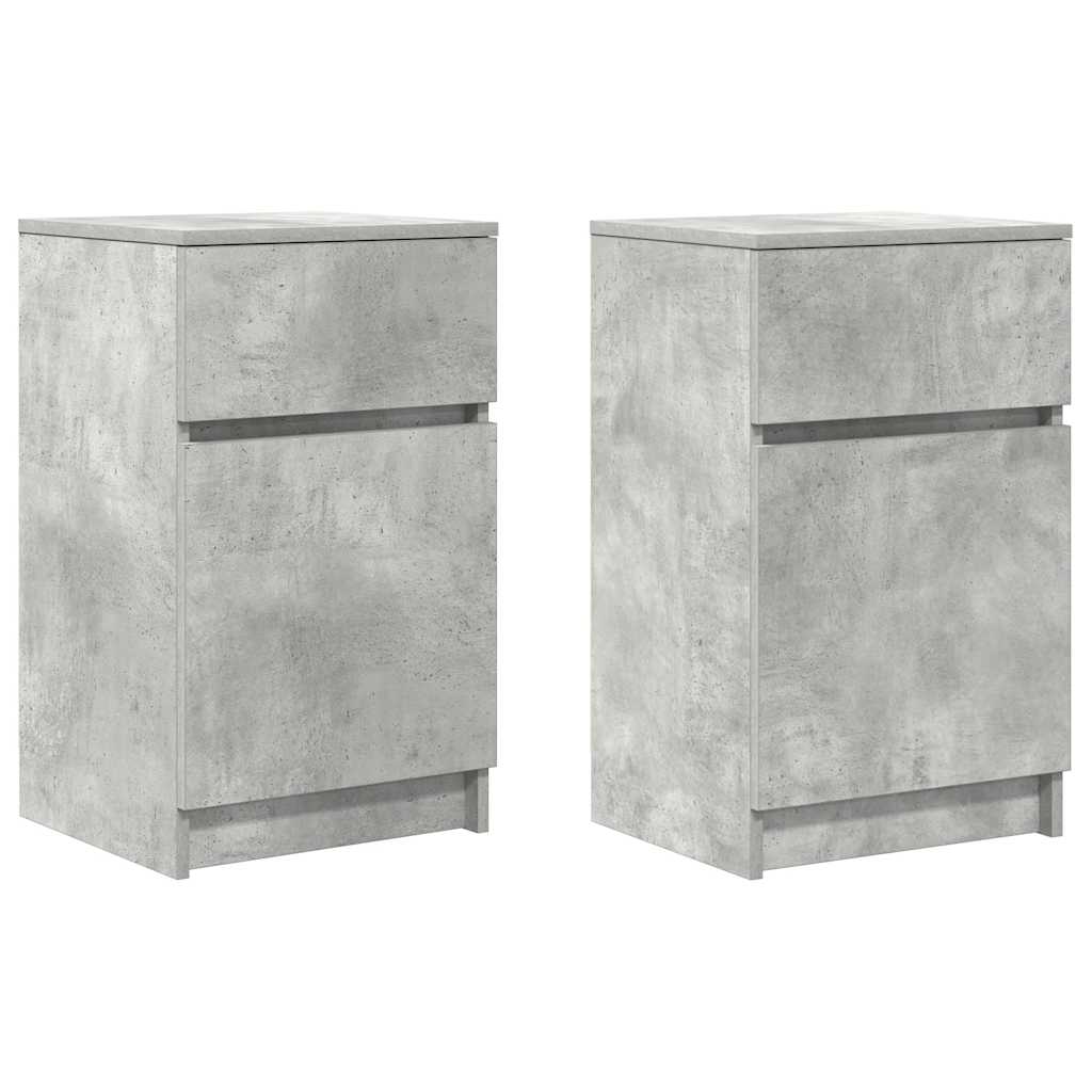 Comodini 2 pz Grigio Cemento 39x35x65 cm in Legno Multistrato