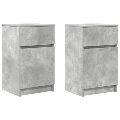 Comodini 2 pz Grigio Cemento 39x35x65 cm in Legno Multistrato