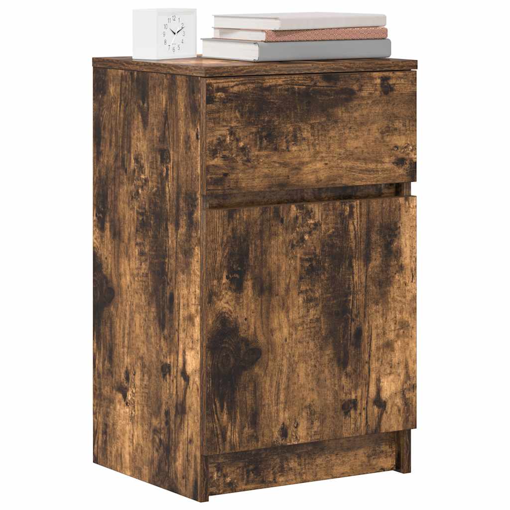 Comodino Rovere Fumo 39x35x65 cm in Legno Multistrato