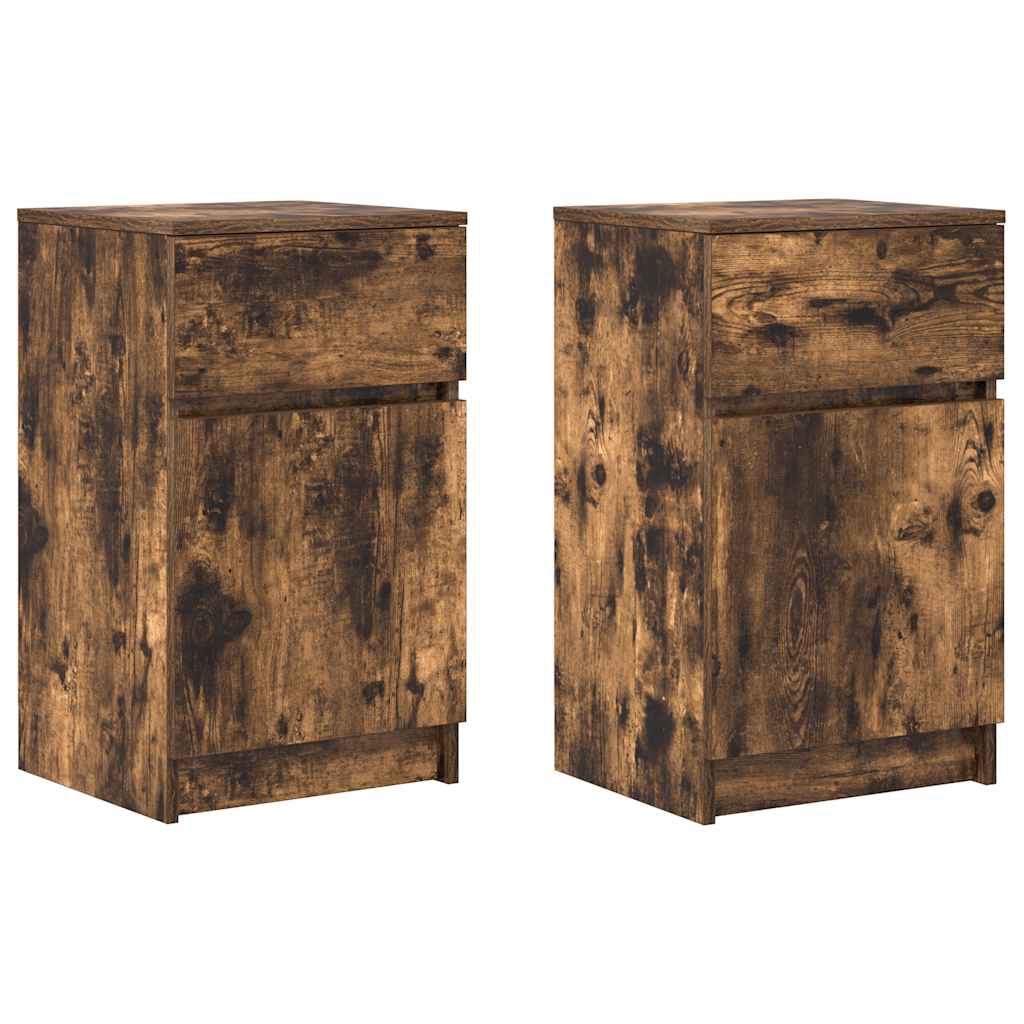 Comodini 2 pz Rovere Fumo 39x35x65 cm in Legno Multistrato