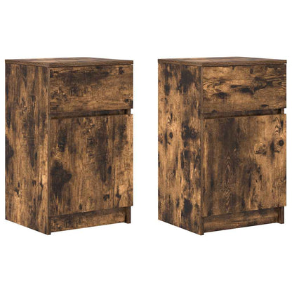 Comodini 2 pz Rovere Fumo 39x35x65 cm in Legno Multistrato