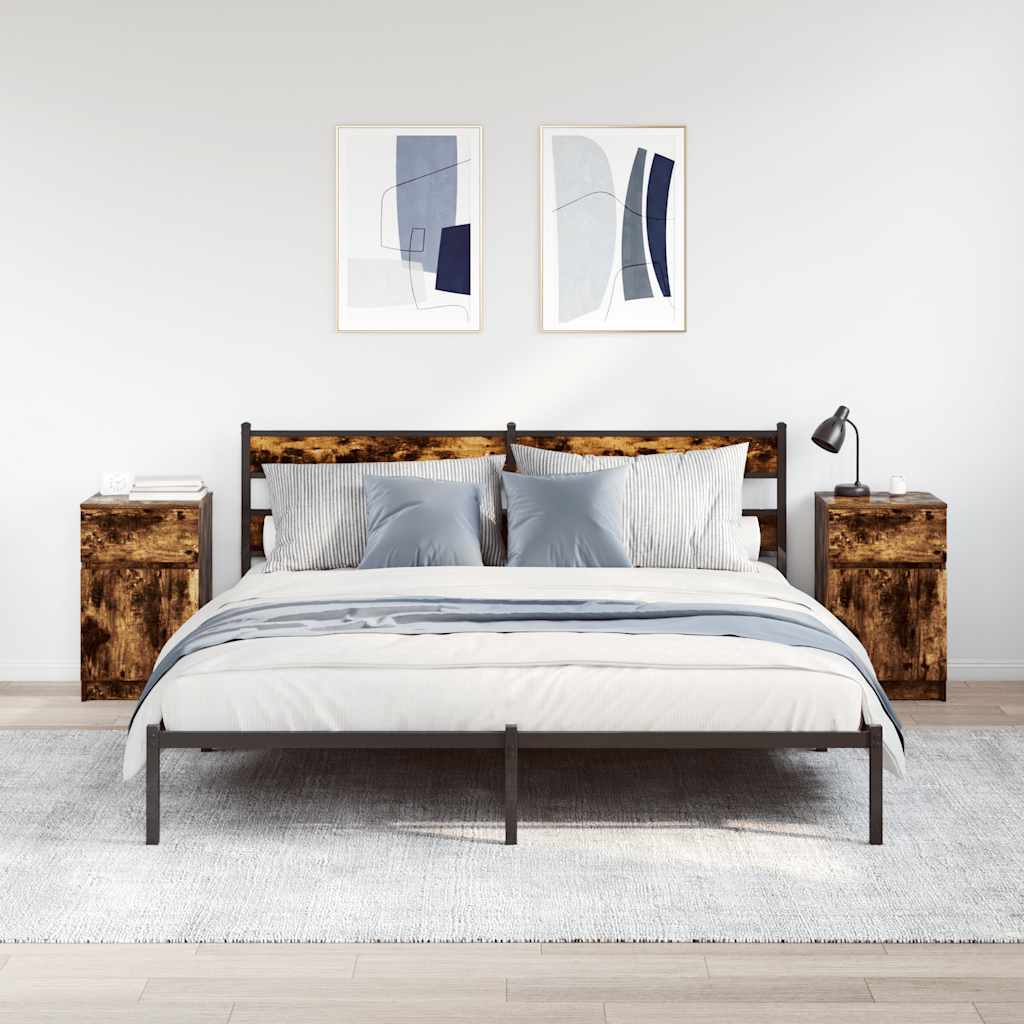 Comodini 2 pz Rovere Fumo 39x35x65 cm in Legno Multistrato