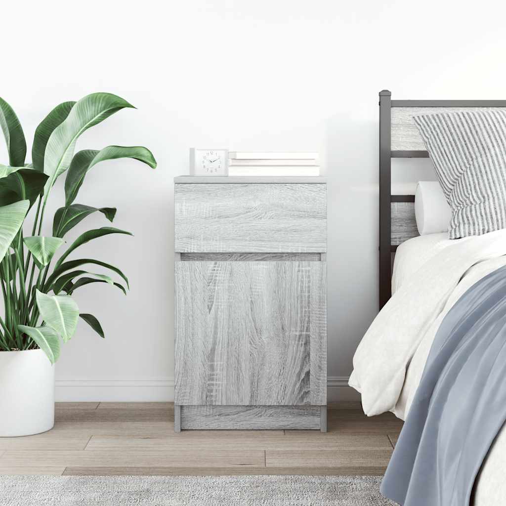 Comodino Grigio Sonoma 39x35x65 cm in Legno Multistrato