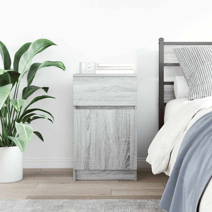 Comodino Grigio Sonoma 39x35x65 cm in Legno Multistrato
