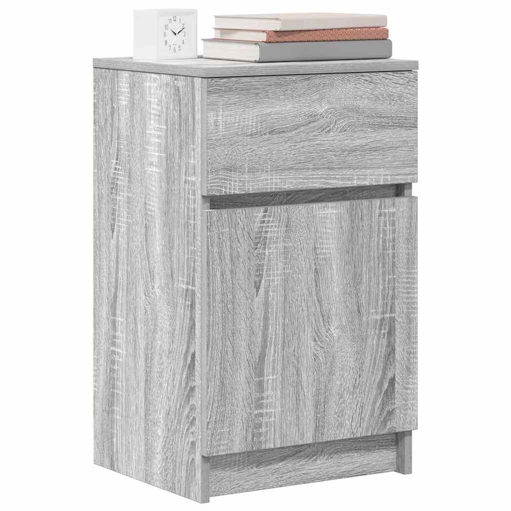 Comodino Grigio Sonoma 39x35x65 cm in Legno Multistrato