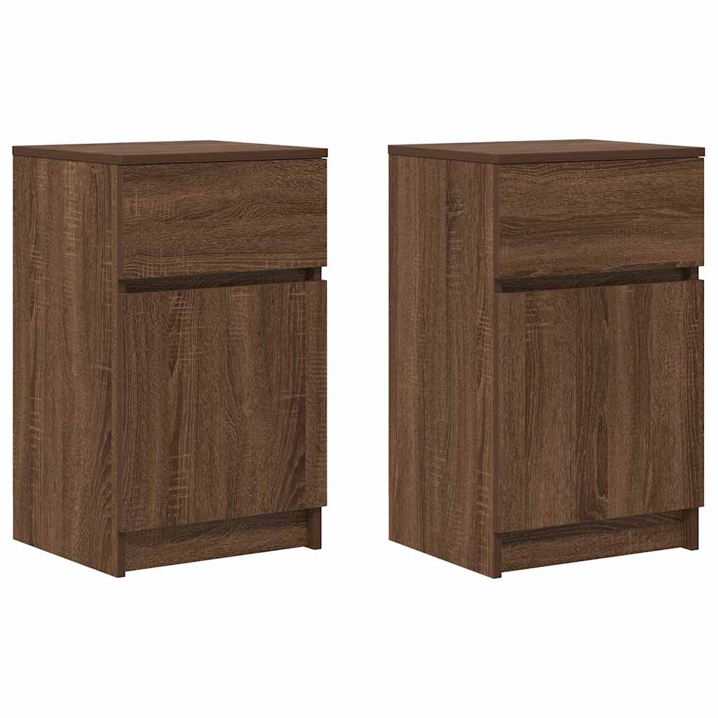 Comodini 2pz Rovere Marrone 39x35x65 cm in Legno Multistrato