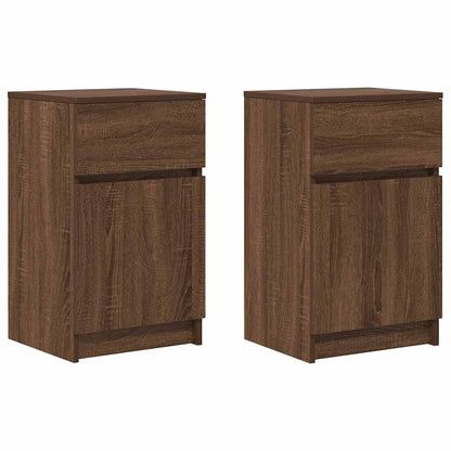 Comodini 2pz Rovere Marrone 39x35x65 cm in Legno Multistrato