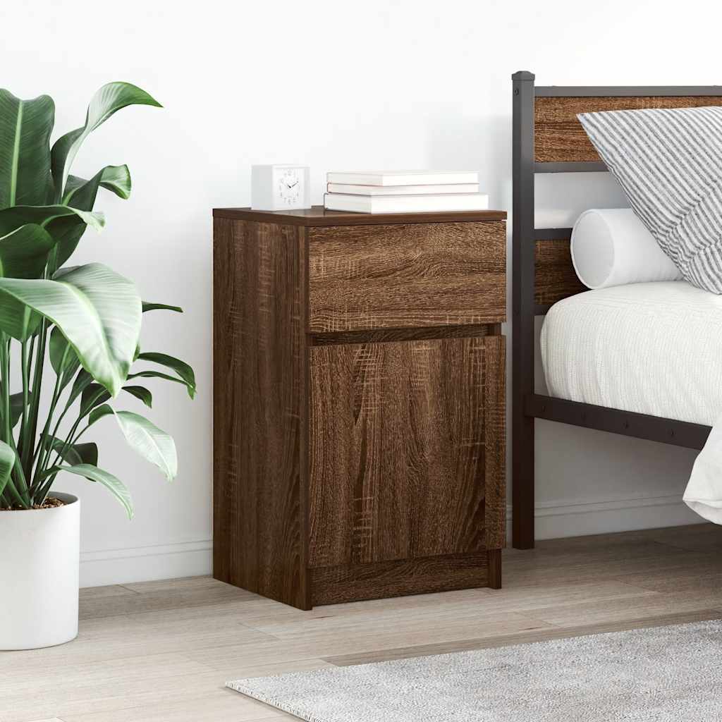 Comodini 2pz Rovere Marrone 39x35x65 cm in Legno Multistrato