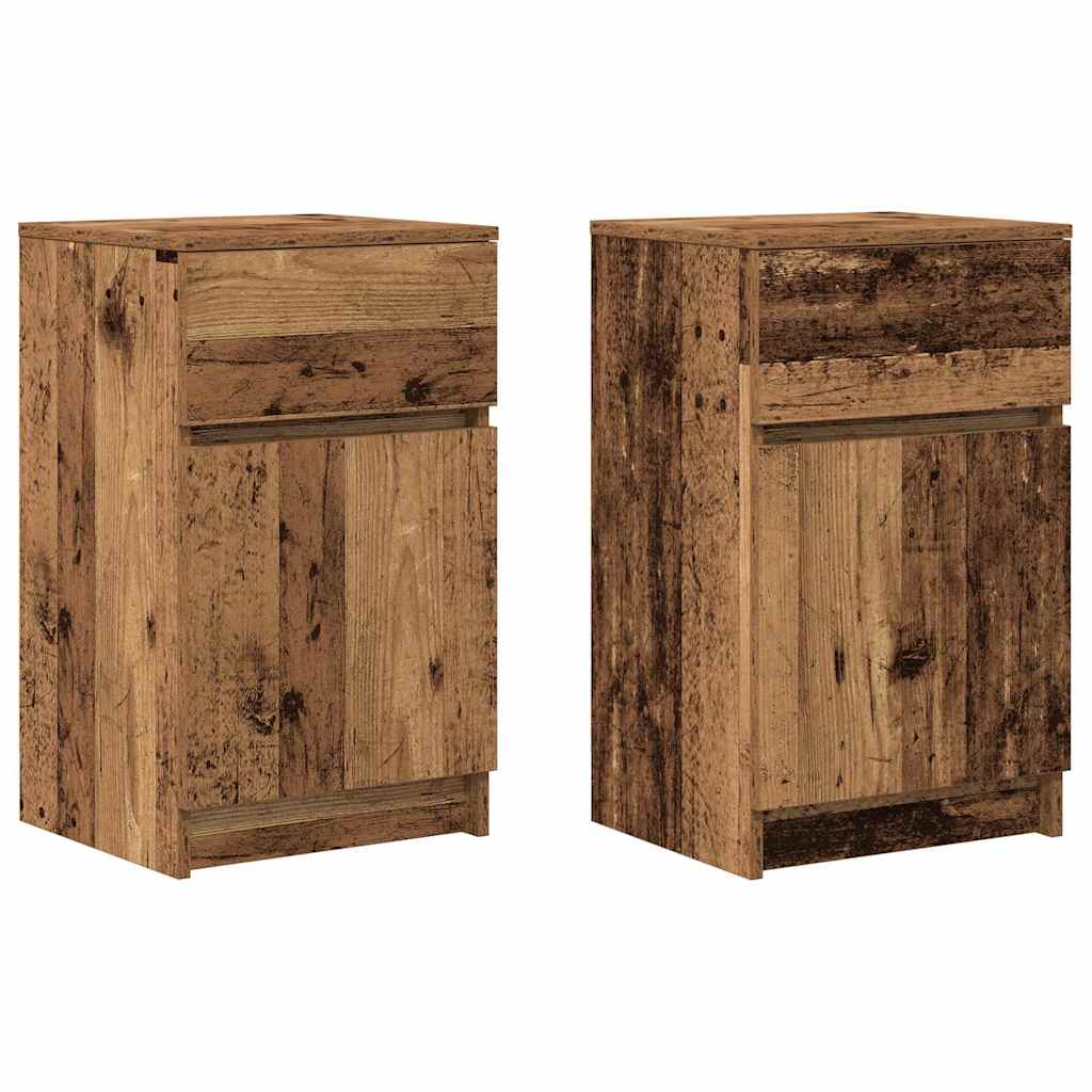 Comodini 2 pz Legno Antico 39x35x65 cm in Legno Multistrato