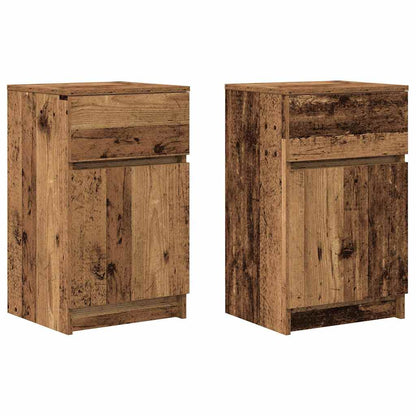 Comodini 2 pz Legno Antico 39x35x65 cm in Legno Multistrato
