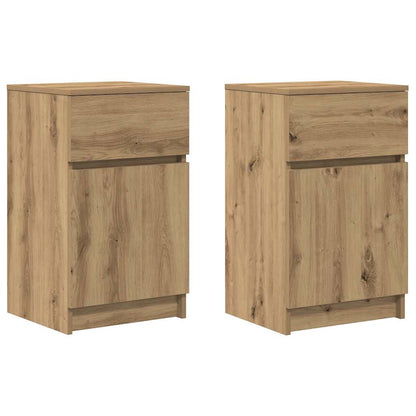 Comodini 2pz Rovere Artigianale 39x35x65cm in Legno Multistrato