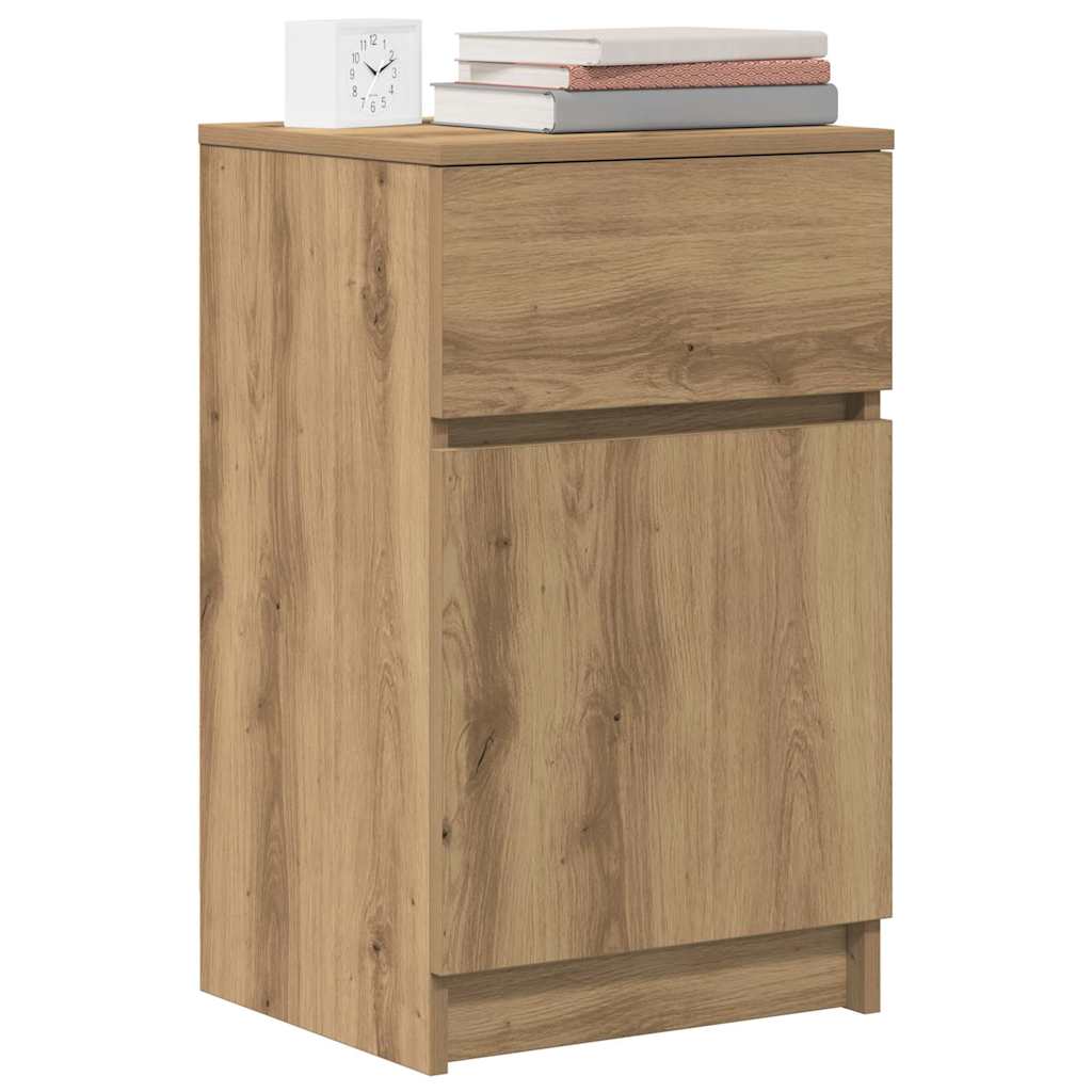 Comodini 2pz Rovere Artigianale 39x35x65cm in Legno Multistrato