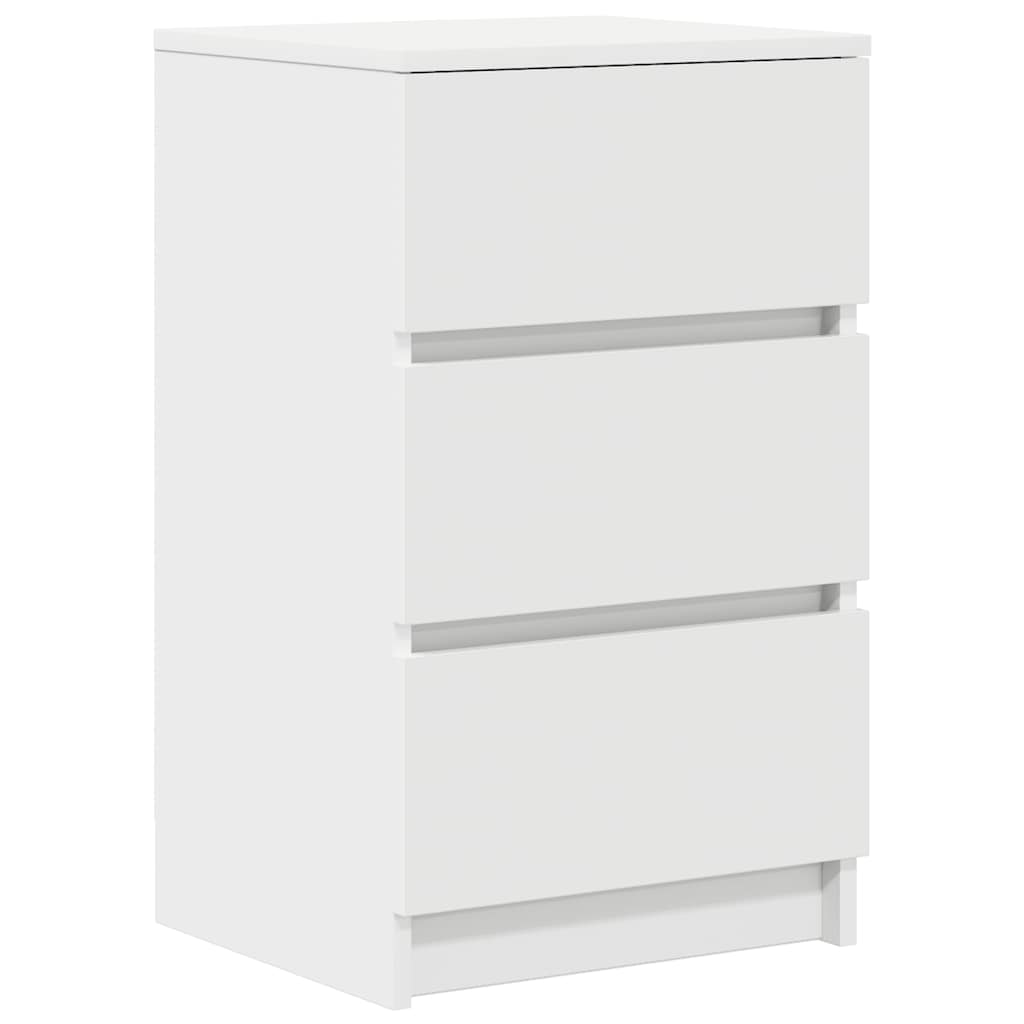 Comodino con 3 Cassetti Bianco 39x35x65 cm