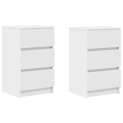 Comodini con 3 Cassetti 2 pz Bianco 39x35x65 cm