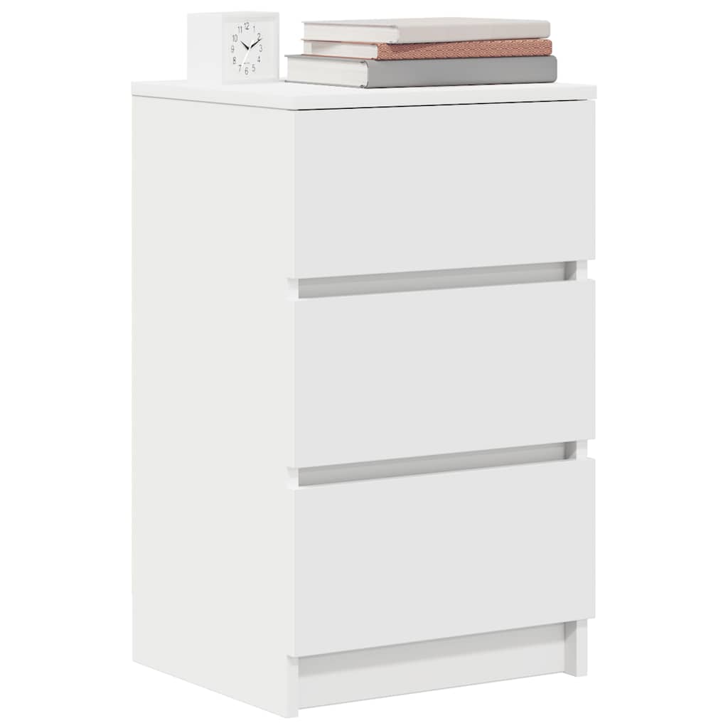 Comodini con 3 Cassetti 2 pz Bianco 39x35x65 cm