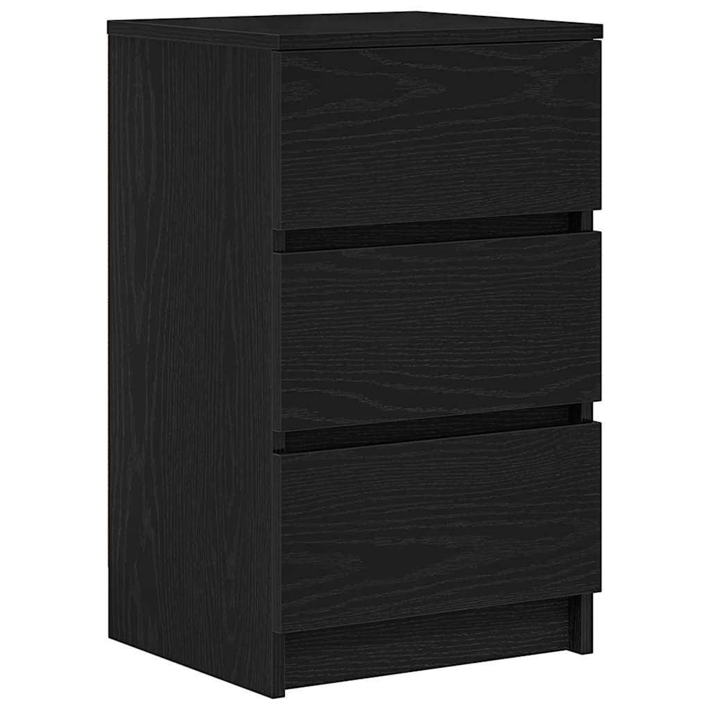 Comodino con 3 Cassetti Nero 39x35x65 cm
