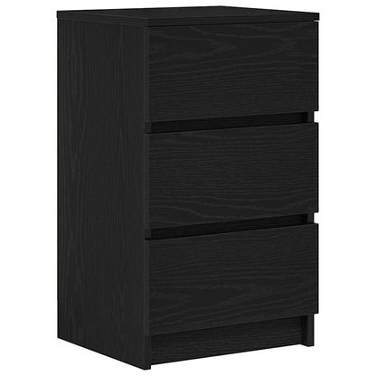 Comodino con 3 Cassetti Nero 39x35x65 cm