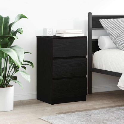 Comodino con 3 Cassetti Nero 39x35x65 cm