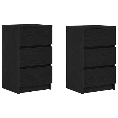 Comodini con 3 Cassetti 2 pz Nero 39x35x65 cm