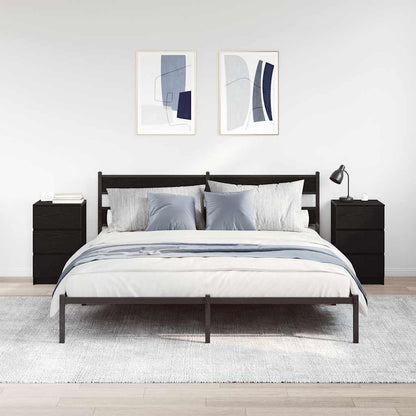 Comodini con 3 Cassetti 2 pz Nero 39x35x65 cm