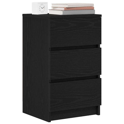 Comodini con 3 Cassetti 2 pz Nero 39x35x65 cm