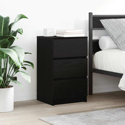 Comodini con 3 Cassetti 2 pz Nero 39x35x65 cm