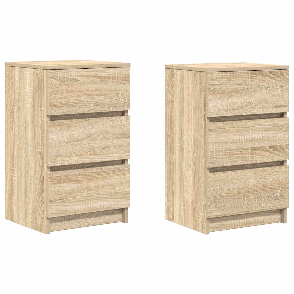 Comodini con 3 Cassetti 2 pz Rovere Sonoma 39x35x65 cm