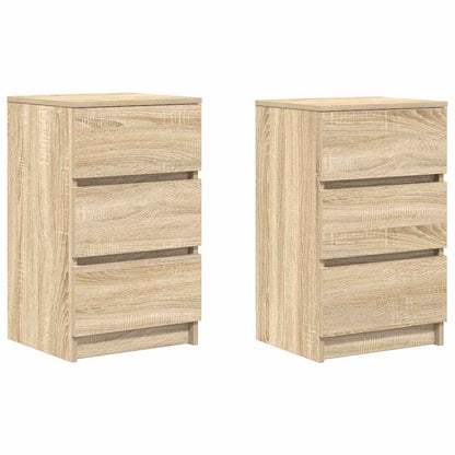 Comodini con 3 Cassetti 2 pz Rovere Sonoma 39x35x65 cm
