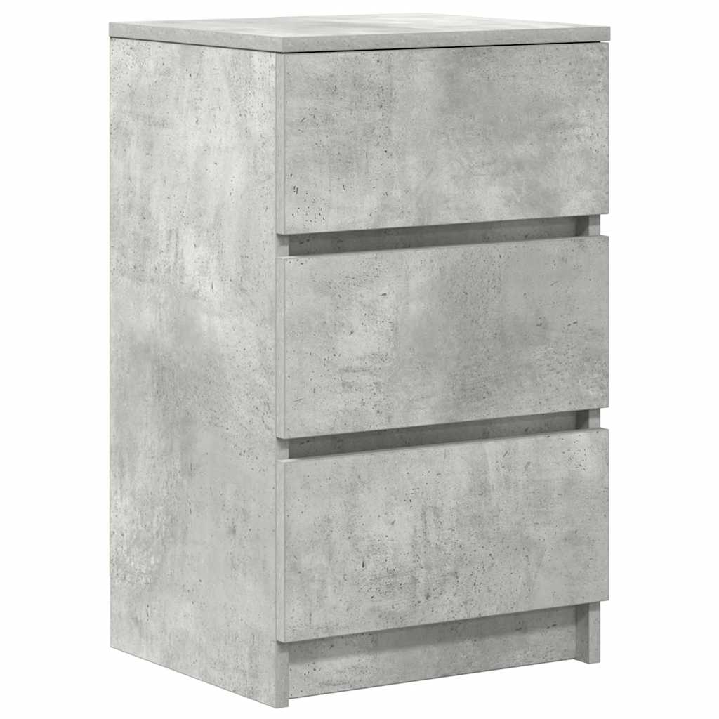 Comodino con 3 Cassetti Grigio Cemento 39x35x65 cm