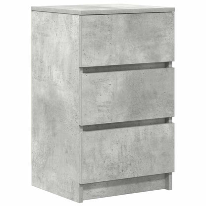 Comodino con 3 Cassetti Grigio Cemento 39x35x65 cm