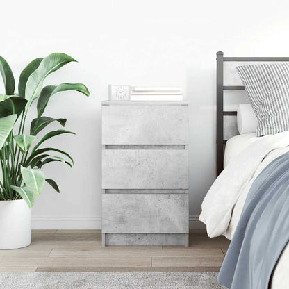 Comodino con 3 Cassetti Grigio Cemento 39x35x65 cm