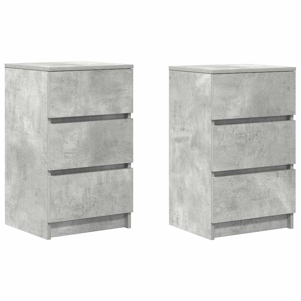 Comodini con 3 Cassetti 2 pz Grigio Cemento 39x35x65 cm