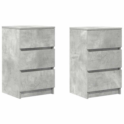 Comodini con 3 Cassetti 2 pz Grigio Cemento 39x35x65 cm