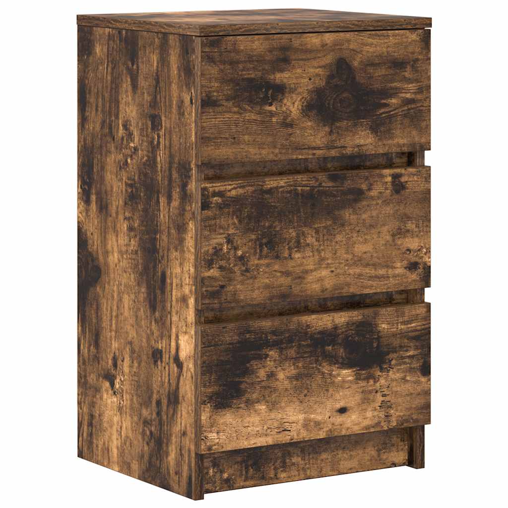 Comodino con 3 Cassetti Rovere Fumo 39x35x65 cm