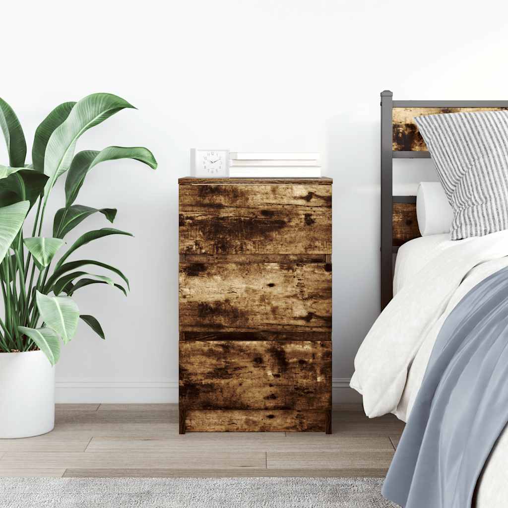 Comodino con 3 Cassetti Rovere Fumo 39x35x65 cm